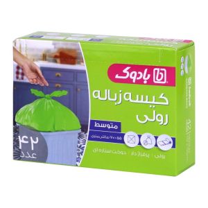 کیسه زباله رولی بادوک Badook سایز متوسط 55x70 بسته 42 عددی