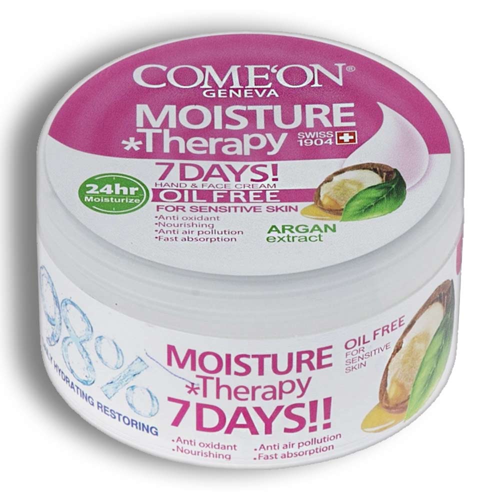 کرم مرطوب کننده دست و صورت کامان Come'On سری Moisture Therapy مدل Oil Free حجم 250 میل