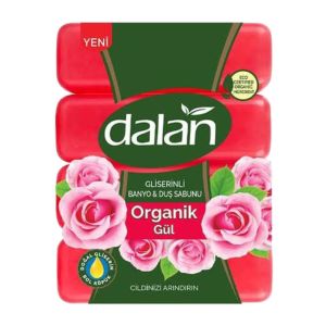 صابون حمام گلیسیرینه دالان Dalan مدل Organik Gul رایحه گل رز بسته 4 عددی وزن 600 گرم