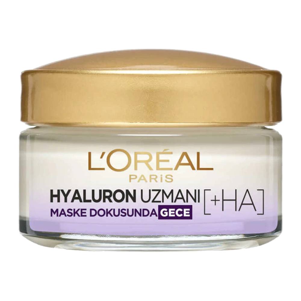 کرم مرطوب کننده شب لورآل L'Oreal مدل Hyaluron Uzmani حاوی هیالورونیک اسید حجم 50 میل